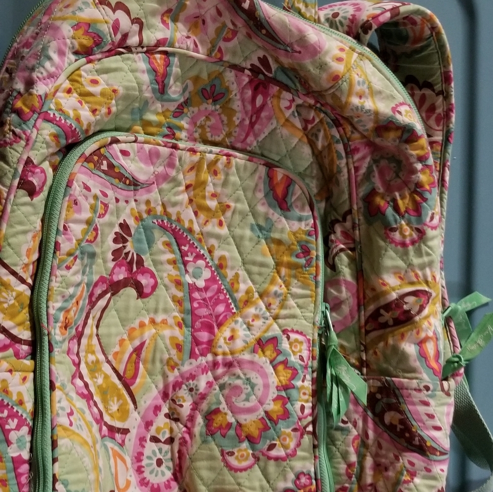 Vera Bradley Tutti-Frutti Mint Green w/ Pink Paisley backpack